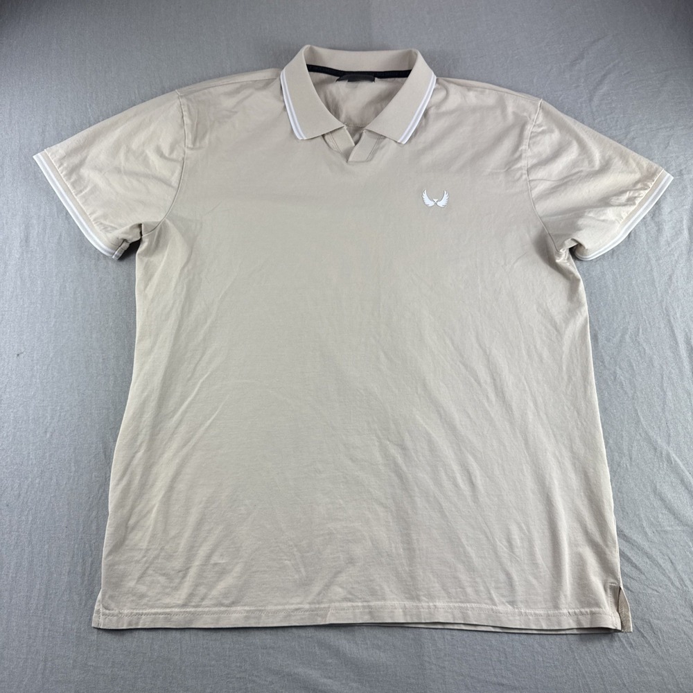 Nick Danger Golf Polo Men XL Beige Shirt Performance Stretch Preppy Short Sleeve